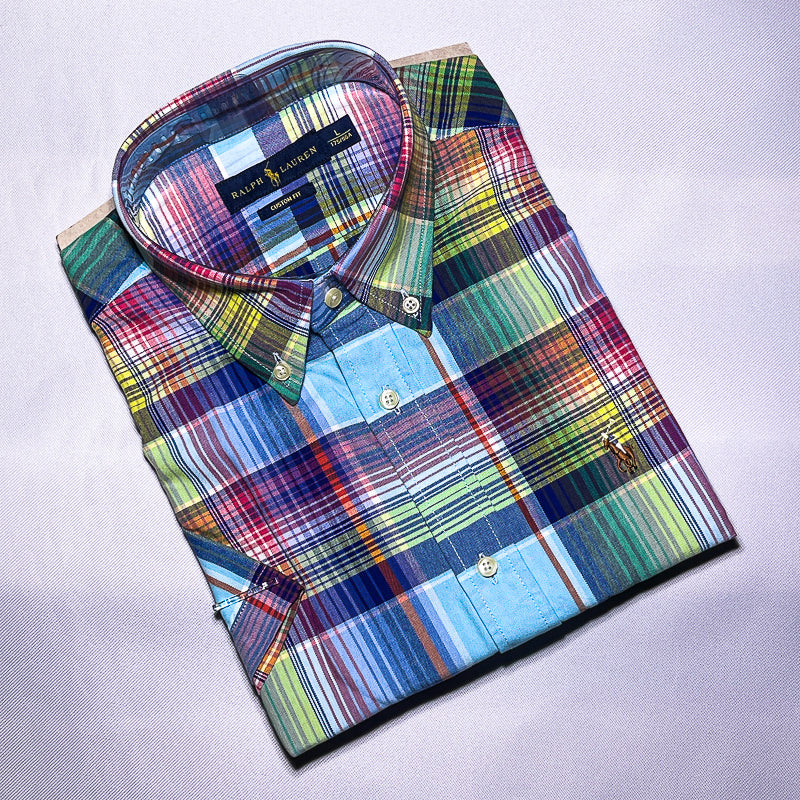 Custom fit short sleeve oxford men shirt - multi colorway