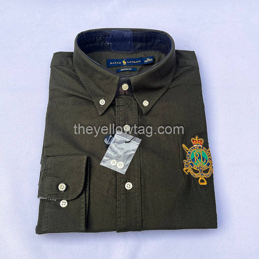 Olive Regiment Oxford Men Long Sleeve Shirt