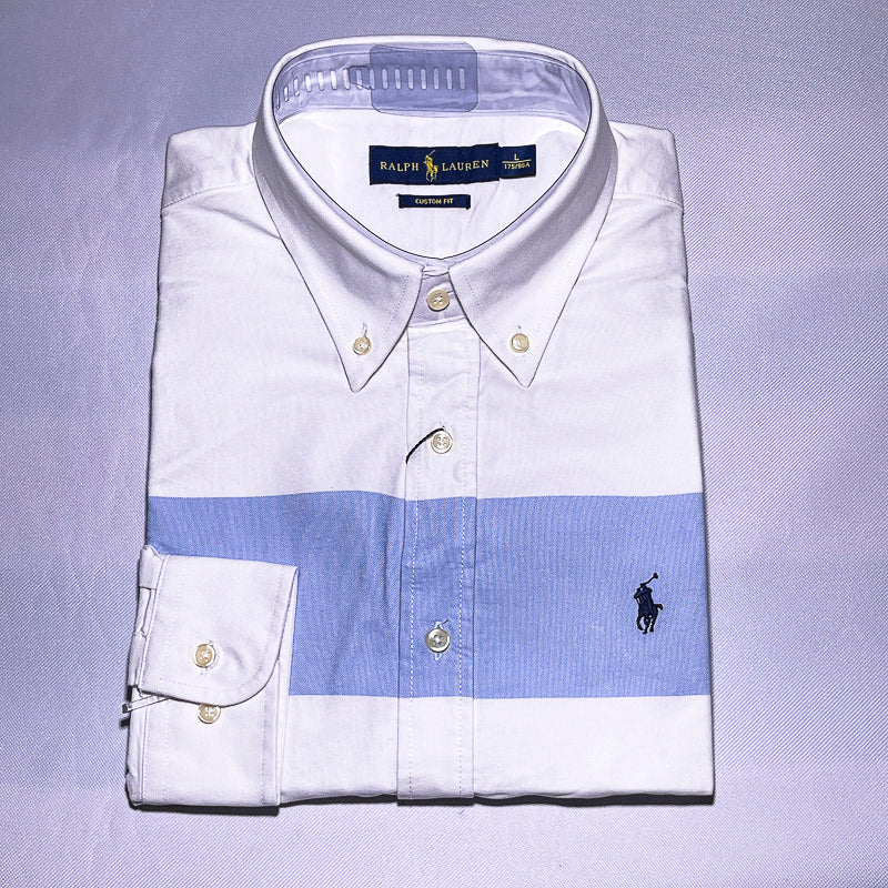 PRL white oxford men long sleeve shirt
