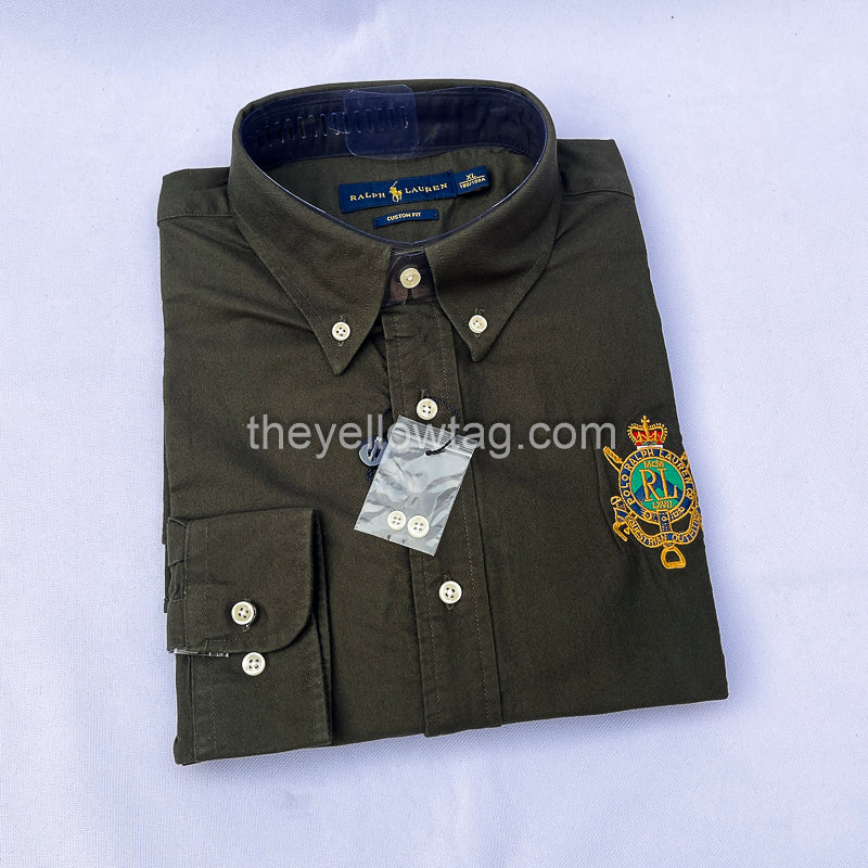 Olive Regiment Oxford Men Long Sleeve Shirt