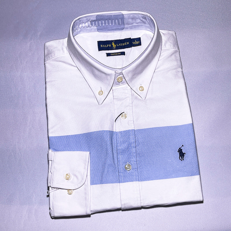 PRL white oxford men long sleeve shirt