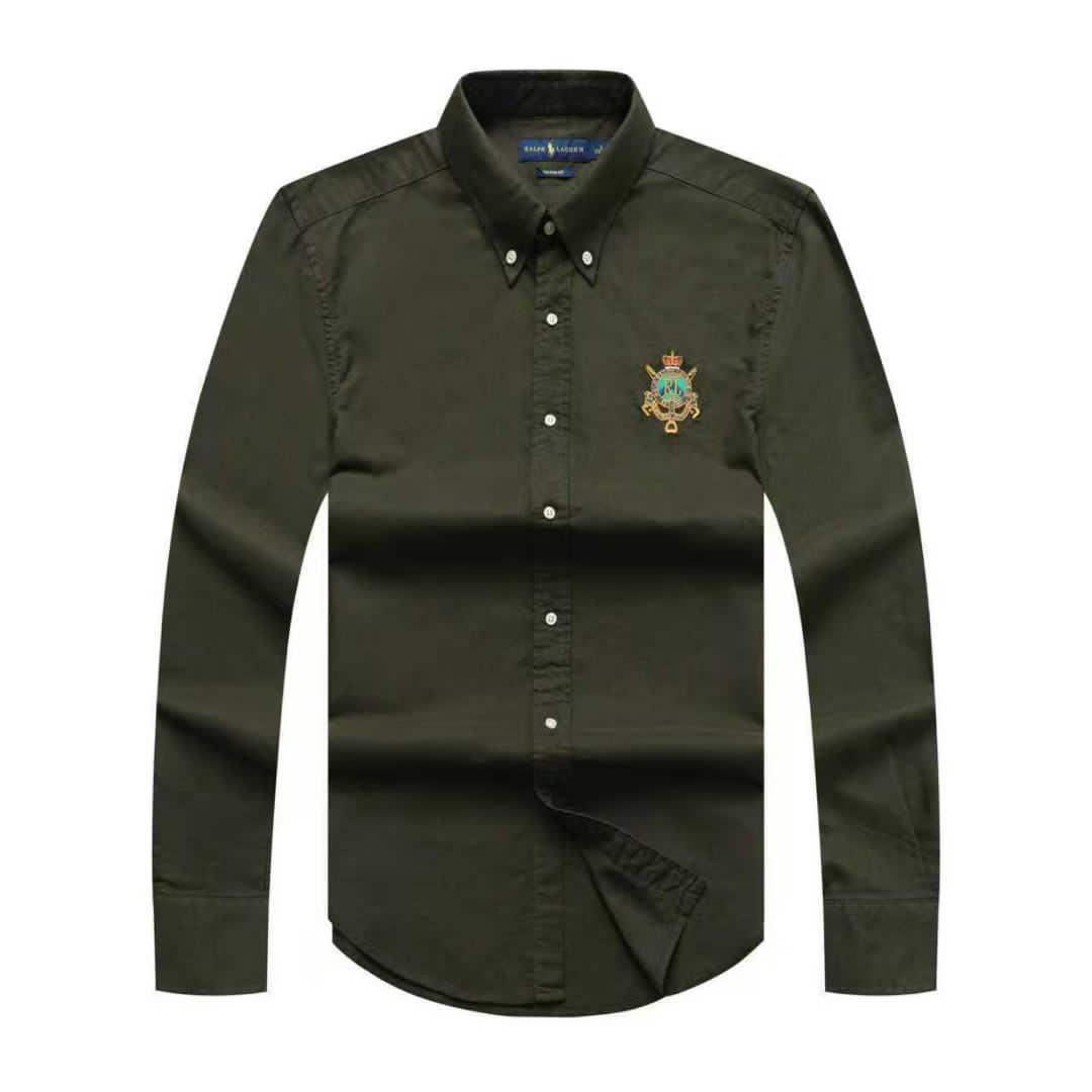 Olive Regiment Oxford Men Long Sleeve Shirt