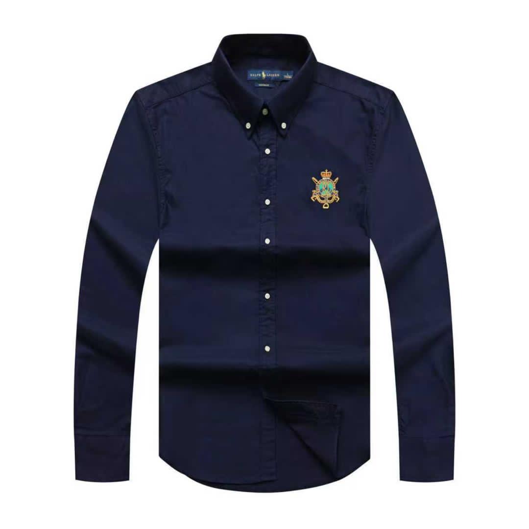 Navy Oxford Classic Men Long Sleeve Shirt