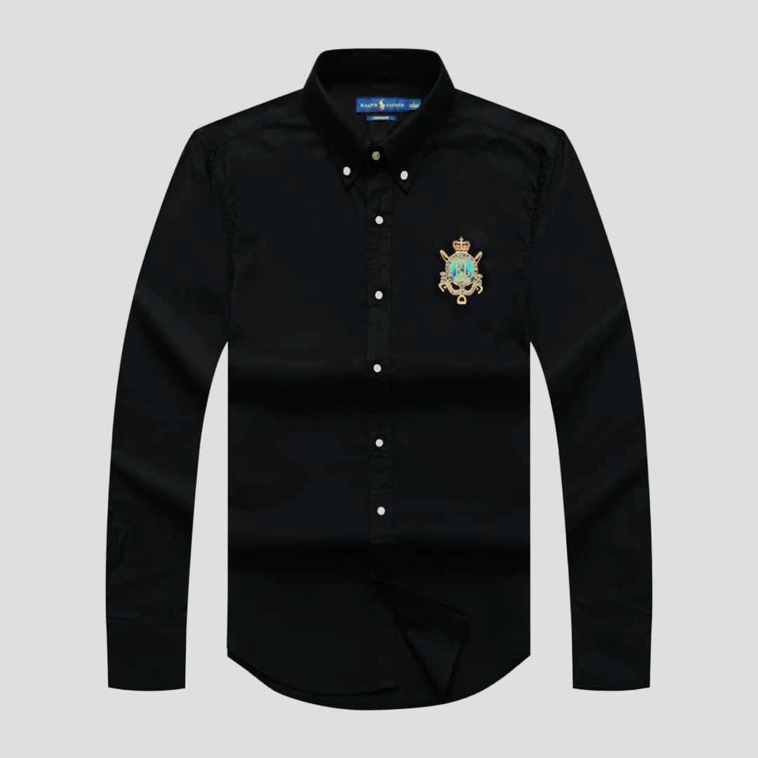 Black Oxford Classic Men Long Sleeve Shirt