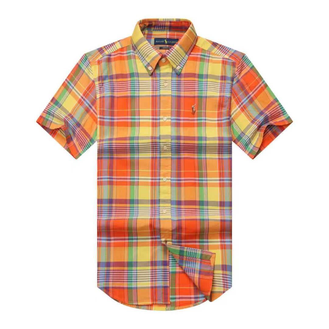 Custom fit short sleeve oxford men shirt - orange colorway
